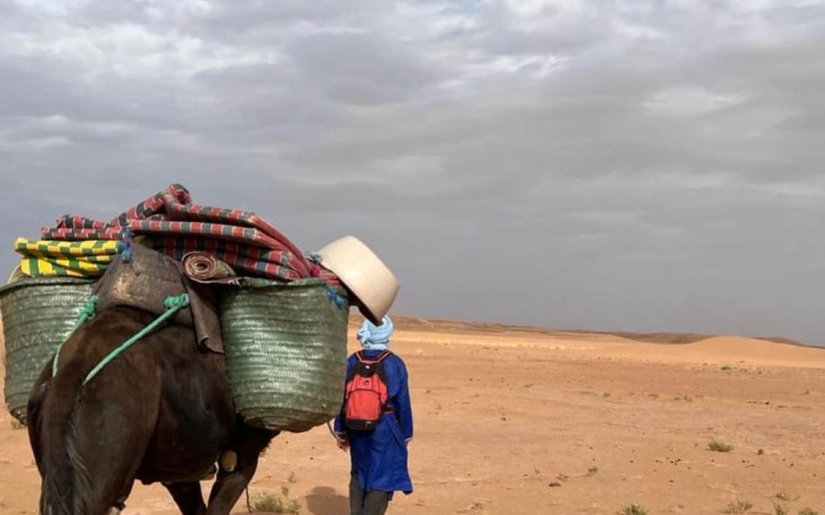 TREK DÉSERT MAROC  :  RANDONNÉE DANS LA VALLÉE DU DRÂA ET LES DUNES DE M'HAMID .